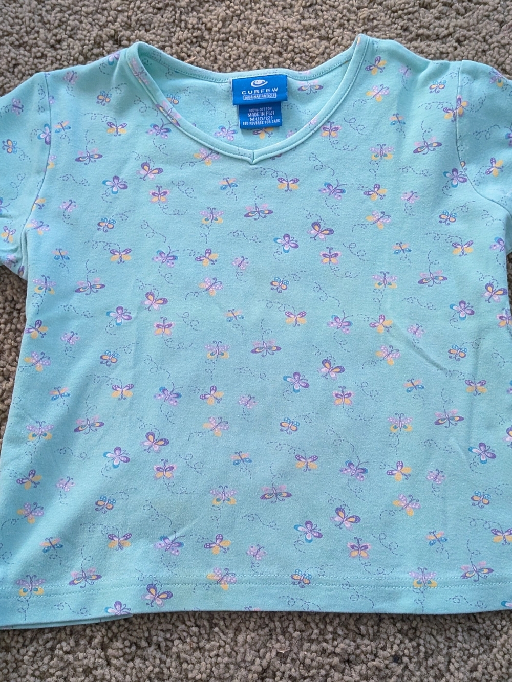 Curfew Girls' Light Blue Butterfly Print Tee